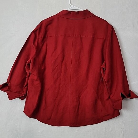 Emma James Women's Size 14 Linen Rayon Blend 3/4 Sleeve Blouse Shacket W Pockets - Picture 4 of 13